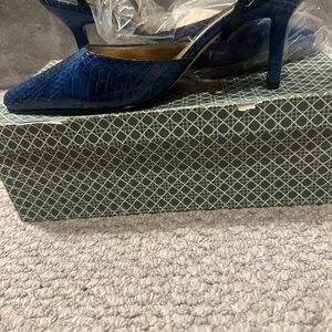 J.Renee Blue Faux-Snakeskin Pointed-Toe Stiletto Pumps